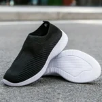 Women's Solid Color Sneakers Breathable Mesh Woven Outdoor Lightweight Low Top Walking Running Sports Socks Shoes - Image 4