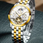 Guanqin watch fully automatic mechanical men's watch stainless steel waterproof flywheel hollow tide business casual new watch - Image 5