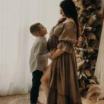 2024 Bohemian Women Dress Comfortable Linen Cotton Maternity Clothing Vintage Short Sleeve Dress For Pregnancy Photo Shoot