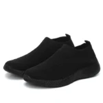 Women's Solid Color Sneakers Breathable Mesh Woven Outdoor Lightweight Low Top Walking Running Sports Socks Shoes - Image 7