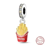 Dessert Afternoon Tea Series 925 Silver Coffee Cake Pizza Fries Sweet Charms Beads 3mm DIY Fine Jewelry Making - Image 37