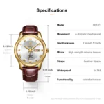 ROCOS Man retro fashion trend brand automatic mechanical watch men's watch waterproof belt Business Men's Watches - Image 6