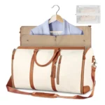 1pc Foldable Women's Travel Convenient Carry-on Clothing Bag Large PU Leather Duffel Bag Women's Business Travel Bag - Image 2