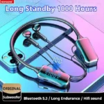 NEWMSNR Long Endurance LED Bluetooth Earphones HiFi Sound Earbuds Wireless Headphone Sports Gamer Neckband Neck-hanging Headsets