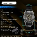LONGLUX automatic watch retro style wholesale mechanical wristwatches skeleton carve waterproof leather no logo mens watch - Image 5
