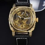 LONGLUX automatic watch retro style wholesale mechanical wristwatches skeleton carve waterproof leather no logo mens watch - Image 7