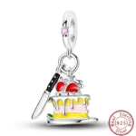 Dessert Afternoon Tea Series 925 Silver Coffee Cake Pizza Fries Sweet Charms Beads 3mm DIY Fine Jewelry Making - Image 55