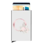 Rfid Credit Card Holder Metal Ultra-thin Anti-theft Man Wallet Pop-up Minimalist Wallet Silver Metal Wallet ,Pink Flower Pattern - Image 29