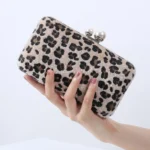 Leopard Print Women Evening Wedding Clutch Handbag Purse Crossbody Evening Bag