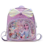 Disney Sequins Frozen Elsa Anna Backpack Fashion Glitter School Book Bag Girls Kawaii PU Leather Travel Backpack Christmas Gifts - Image 2