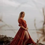 2024 Bohemian Women Dress Comfortable Linen Cotton Maternity Clothing Vintage Short Sleeve Dress For Pregnancy Photo Shoot - Image 4