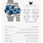 OLEVS 9998 Couple Watch Luxury Men Women Quartz Watch Dual Calendar Clock Waterproof Men's Women's Dating Couple Watch Set Gift - Image 6