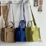 Women Crossbody Bags Canvas Solid Color Casual Tote Bag Messenger Bag Shoulder Bag Brand Designer Simplicity Girl's Shoulder Bag - Image 3