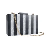 Crossbody Bags Box Pearlescent Chain Square Clutch Small Acrylic Patchwork New Shoulder Evening Light Blue Party Bag Women's Bag
