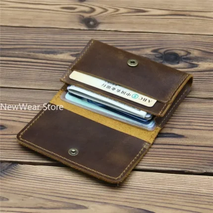 Vintage Card Holder Men Genuine Leather Credit Card Holder Small Wallet Money Bag ID Card Case Mini Purse for Male Tarjetero New