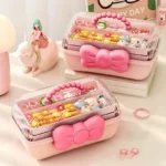 Children's Jewelry Box Bow Storage Box Home Use Hairpin Hair Accessory Storage Portable Cardboard Stationery