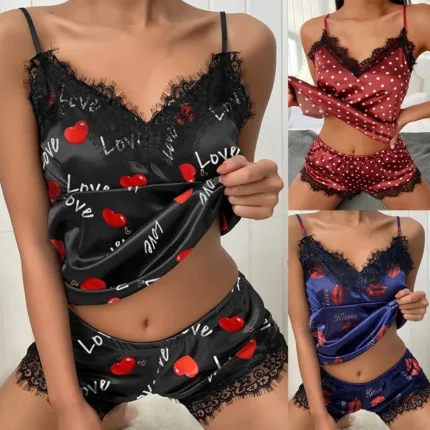 Sexy Lingerie Ladies Sexy Nightdress Lingerie Set Lace Satin Pajamas Pajamas Set Sexy Hot Babydoll Nightdress Exotic Costumes
