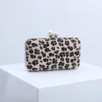 Leopard Print Women Evening Wedding Clutch Handbag Purse Crossbody Evening Bag - Image 6
