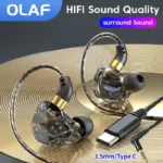 Type C/3.5mm Earphones Wired Headset Hifi Sound Quality In Ear Headphones Sport Music Noise reduction Earbuds For Phone Computer