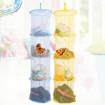 3/4 Shelf Foldable Toy Hanging Storage Net Organizer Space Saving for Kids Room Zipper Bra Drying Basket Mesh Stoage Bag Cage - Image 3