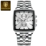 POEDAGAR Business Men Clock Waterproof Luminous Calendar Chronograph Square Man Watch Stainless Steel Quartz Men's Watches Reloj - Image 13