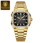 POEDAGAR Top Brand Luxury Watch for Men Waterproof Luminous Date Week Man Wristwatch Stainless Steel Square Quartz Men's Watches - Image 12