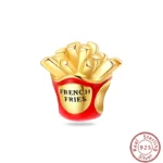 Dessert Afternoon Tea Series 925 Silver Coffee Cake Pizza Fries Sweet Charms Beads 3mm DIY Fine Jewelry Making - Image 28