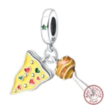 Dessert Afternoon Tea Series 925 Silver Coffee Cake Pizza Fries Sweet Charms Beads 3mm DIY Fine Jewelry Making - Image 36