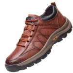 Men's British Lace-Up Sneaker Wear-resistant Lightweight Leather Shoes for Mountain Climbing Camping - Image 15