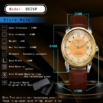 LONGLUX automatic man watch business leisure dating mechanical wristwatches day date waterproof leather  mens watch men gift - Image 6