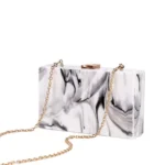 Evening Bag Crossbody Box Chain Ink Marble Pattern Shoulder Acrylic New Clutch Wedding Bags For Women Woman Party Dress Things