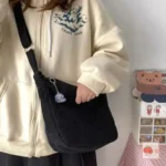 Women Canvas Shoulder Bags Korean Fashion Female Messenger Crossbody Bag for Girl Students Corduroy Solid Cloth Handbags - Image 7