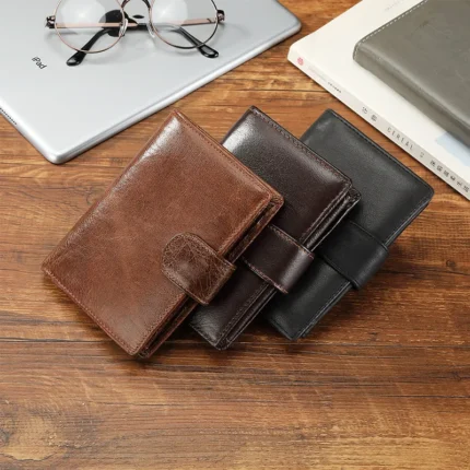 New Brand Men's Wallet RFID 100% Genuine Cow Leather Short Card Holder Man Purse Male Vintage Pocket Wallet For Men
