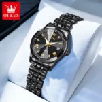 OLEVS 9931 Diamond Roman Scale Watch For Men Women Rhombus Mirror Auto Date Couple Watches Luxury Waterproof Original Hand Clock - Image 13