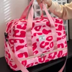 Spacious & Durable Women's Carry-On Travel Bag with Animal Print Nylon Large Capacity Sports Gym Bag  Weekend Overnight Bag