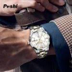 POSHI Men's Watch Date Week Fashion Watch Men Original Waterproof Non-mechanical Luminous Dual Calendar Quartz Wristwatch - Image 3