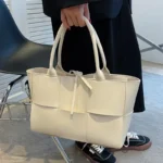 Large Weave Tote Bags For Women Large Capacity Designer Luxury 2024 New Trendy Shopping Korean Version Handbag Retro Travel - Image 2