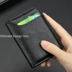 Luxury Men Card Holder Leather Thin Mini Men's Wallet Small Pocket Purse Women Bank Credit Card Holder for Men Card Wallets - Image 4