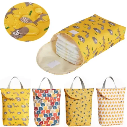Multifunctional Baby Diaper Caddy Organizer Reusable Waterproof Fashion Prints Wet/Dry Bag Mummy Storage Bag Travel Nappy Bag