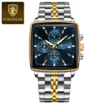 POEDAGAR Business Men Clock Waterproof Luminous Calendar Chronograph Square Man Watch Stainless Steel Quartz Men's Watches Reloj - Image 9