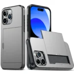 Case For iPhone 16 Pro Max 16 Plus 15 Pro 15 14 13 12 11 Wallet Card Holder Slide Slot Slim Hard PC Heavy Duty Protective Covers - Image 7
