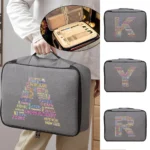 Men Briefcase Handbag Outdoor Travel Credentials Luggage Storage Bag Women Waterproof Text Letter Print Documents Organizer Case