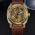 LONGLUX automatic watch retro style wholesale mechanical wristwatches skeleton carve waterproof leather no logo mens watch - Image 9
