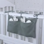 Baby bedside dual-pocket storage bag Portable diaper storage bag Newborn bedside multi-functional storage bag cute - Image 2