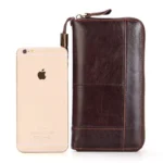 Men's Long Handbag Business Vintage Cow Leather Man Wallet  Brand Long Wallet For Man And Woman Oil Wax Zipper Bag Male Purse - Image 6