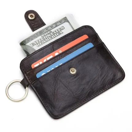 Mini Card	Holder Wallet for Men RFID Cardholder	with Zipper Women's Genuine Leather Purses High Quality Money Bag Gifts