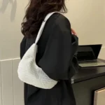 Korean Fashion Women Shoulder Bag Casual Simple Soft Handbags Designer Artistic Style Underarm Bag Sweet Dumplings Bag - Image 4