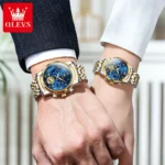 OLEVS Top Luxury Brand Quartz Couple Watch Waterproof Watch Lover Gift Nightglow Classic Date Week Clock His or Her Set Watch - Image 2