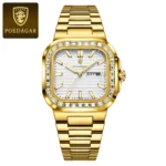 POEDAGAR Top Brand Luxury Watch for Men Waterproof Luminous Date Week Man Wristwatch Stainless Steel Square Quartz Men's Watches - Image 9