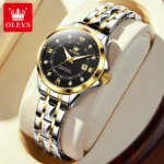 OLEVS Women‘s Watches Luxury Fashion Gold Small Wristwatch for Ladies Original Waterproof Rhombus Stainless Steel Strap Date - Image 7